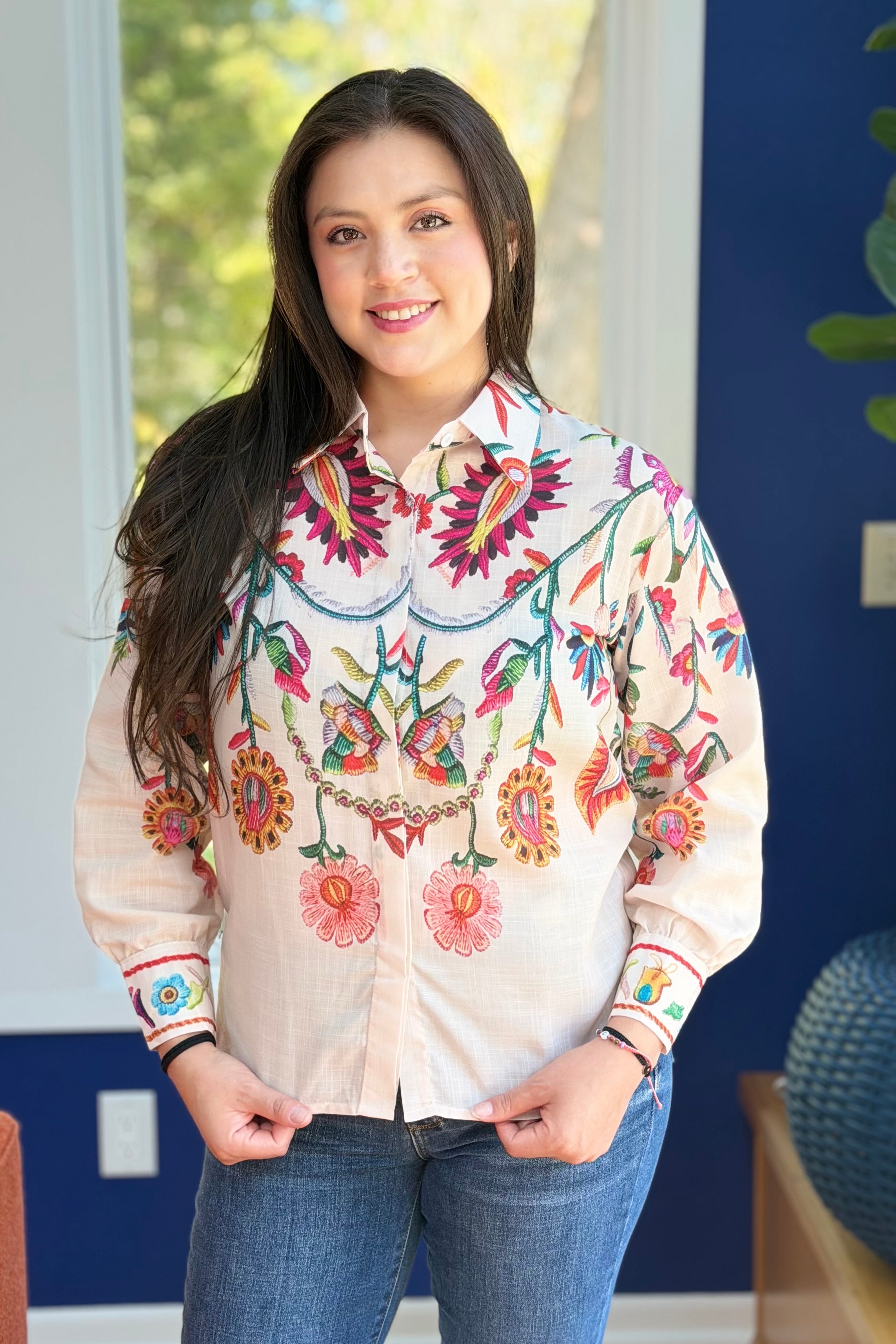 Western Boho Multi-Colored Floral Shirt