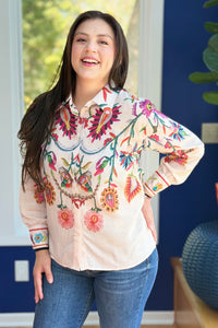 Western Boho Multi-Colored Floral Shirt