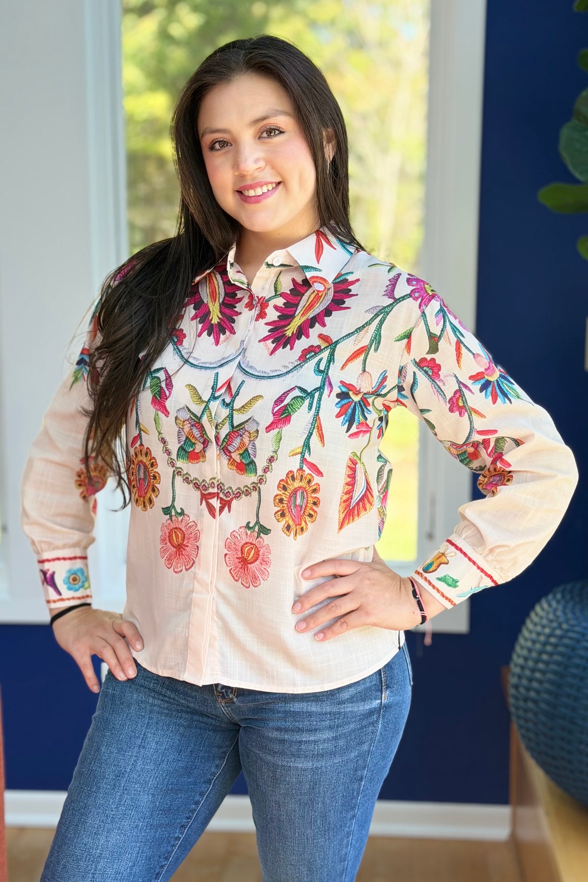 Western Boho Multi-Colored Floral Shirt