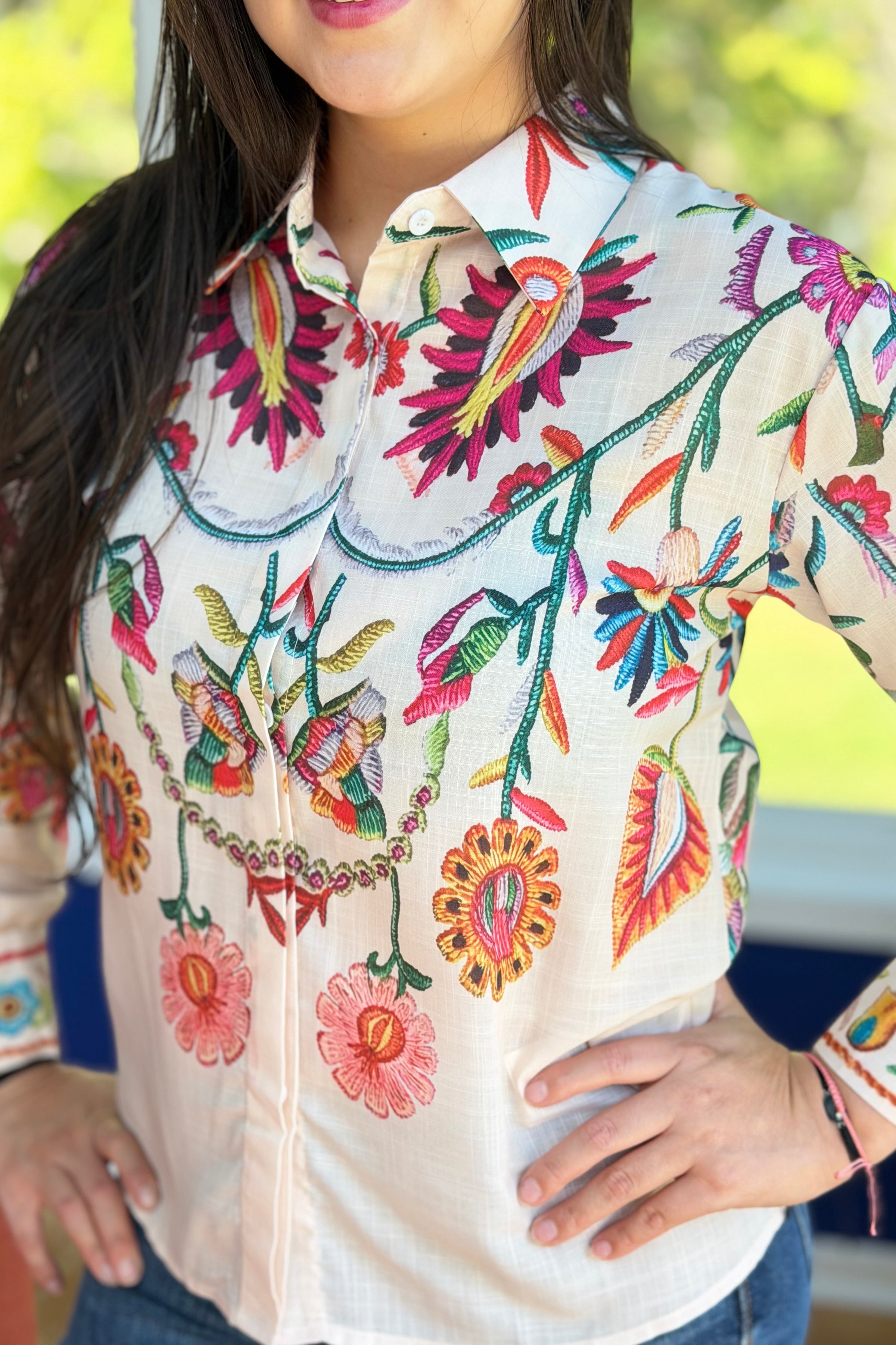 Western Boho Multi-Colored Floral Shirt