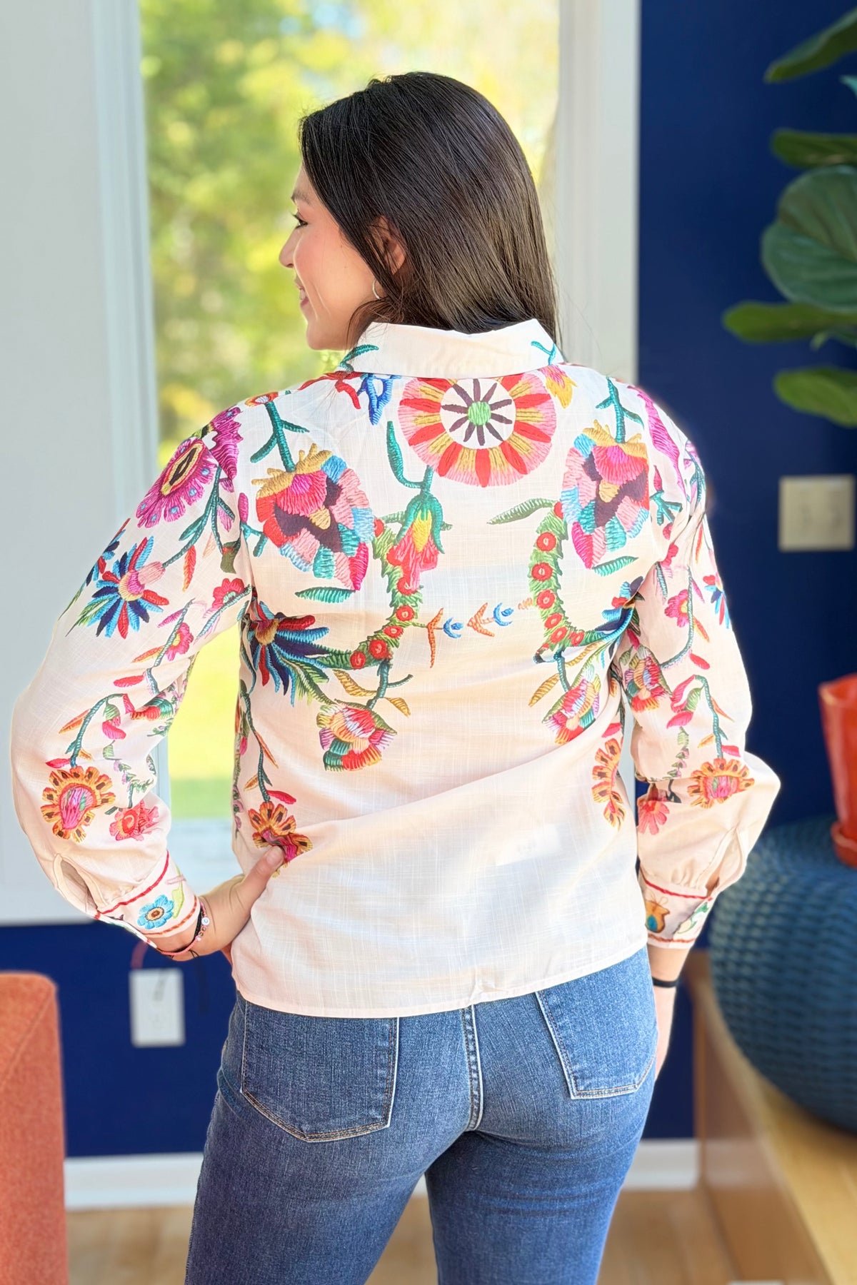 Western Boho Multi-Colored Floral Shirt