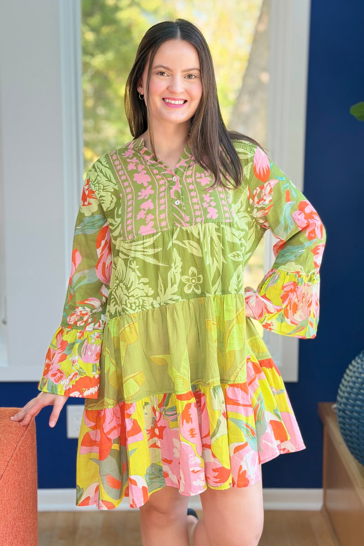 Sunset Tunic Cover Up Dress - Green