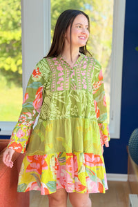 Sunset Tunic Cover Up Dress - Green