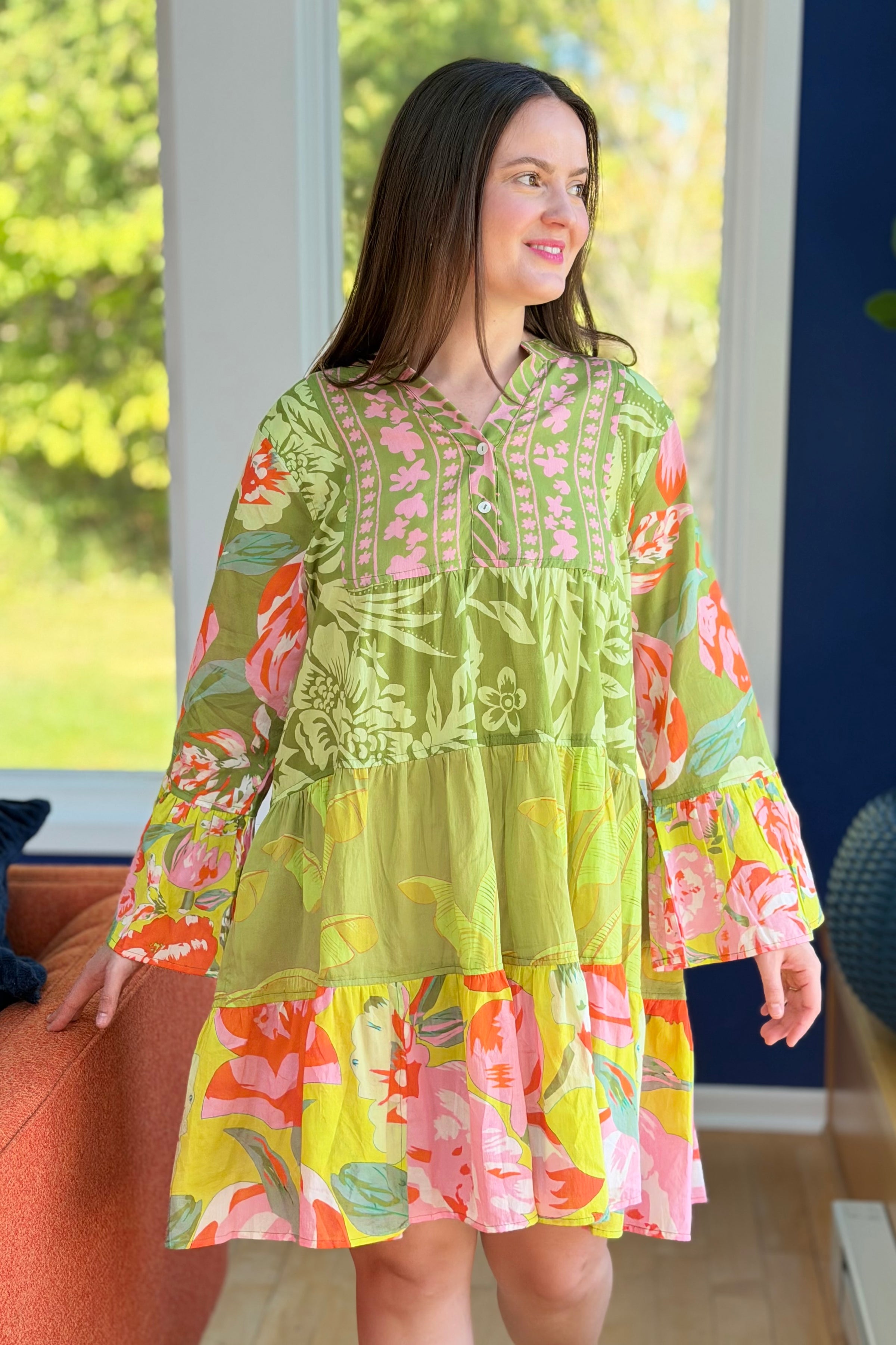 Sunset Tunic Cover Up Dress - Green