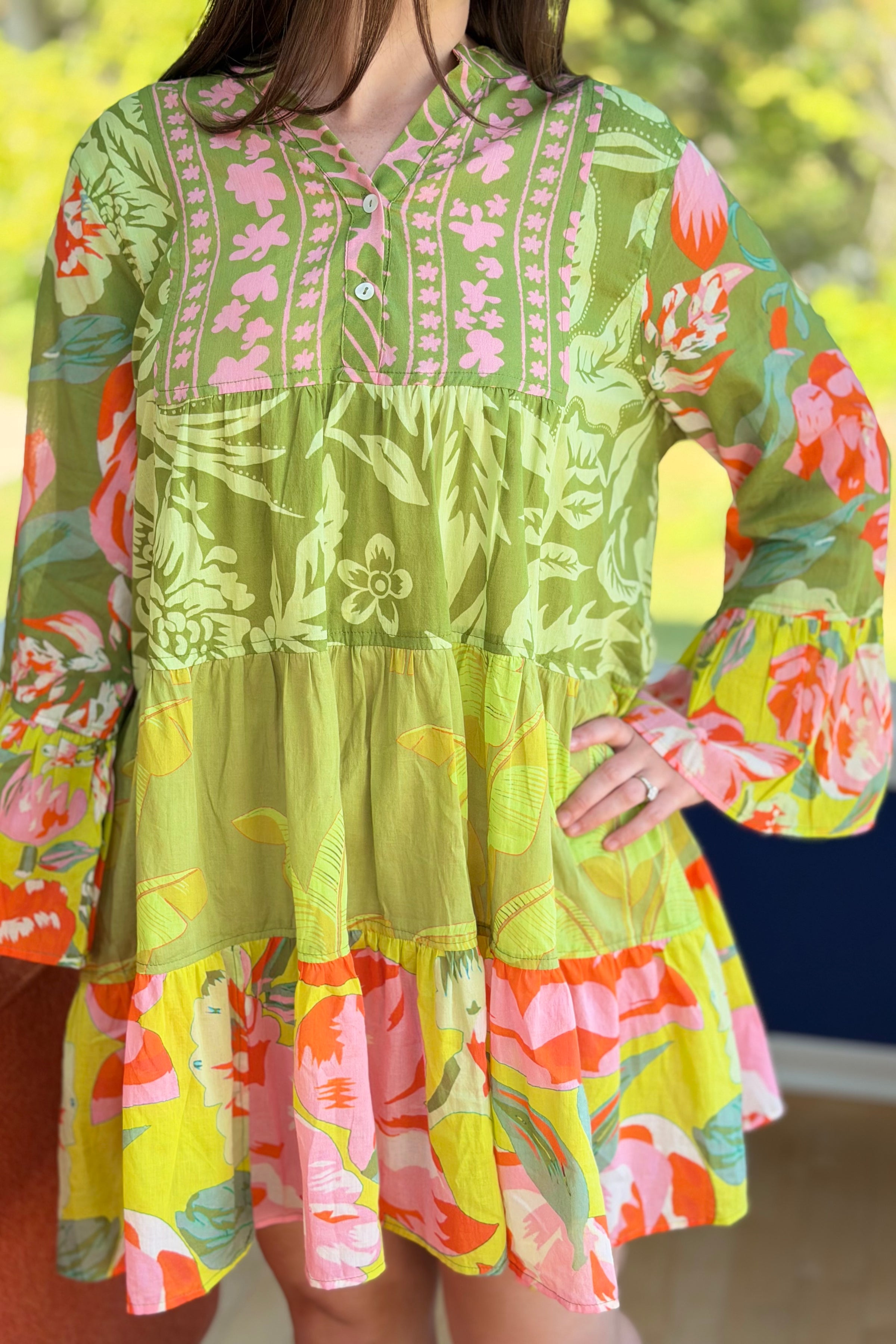 Sunset Tunic Cover Up Dress - Green