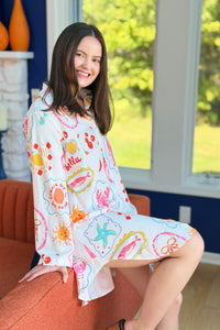Sardines & Coconut Print Shirt Dress