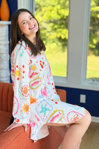 Sardines & Coconut Print Shirt Dress
