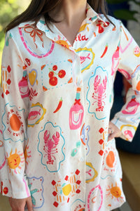 Sardines & Coconut Print Shirt Dress