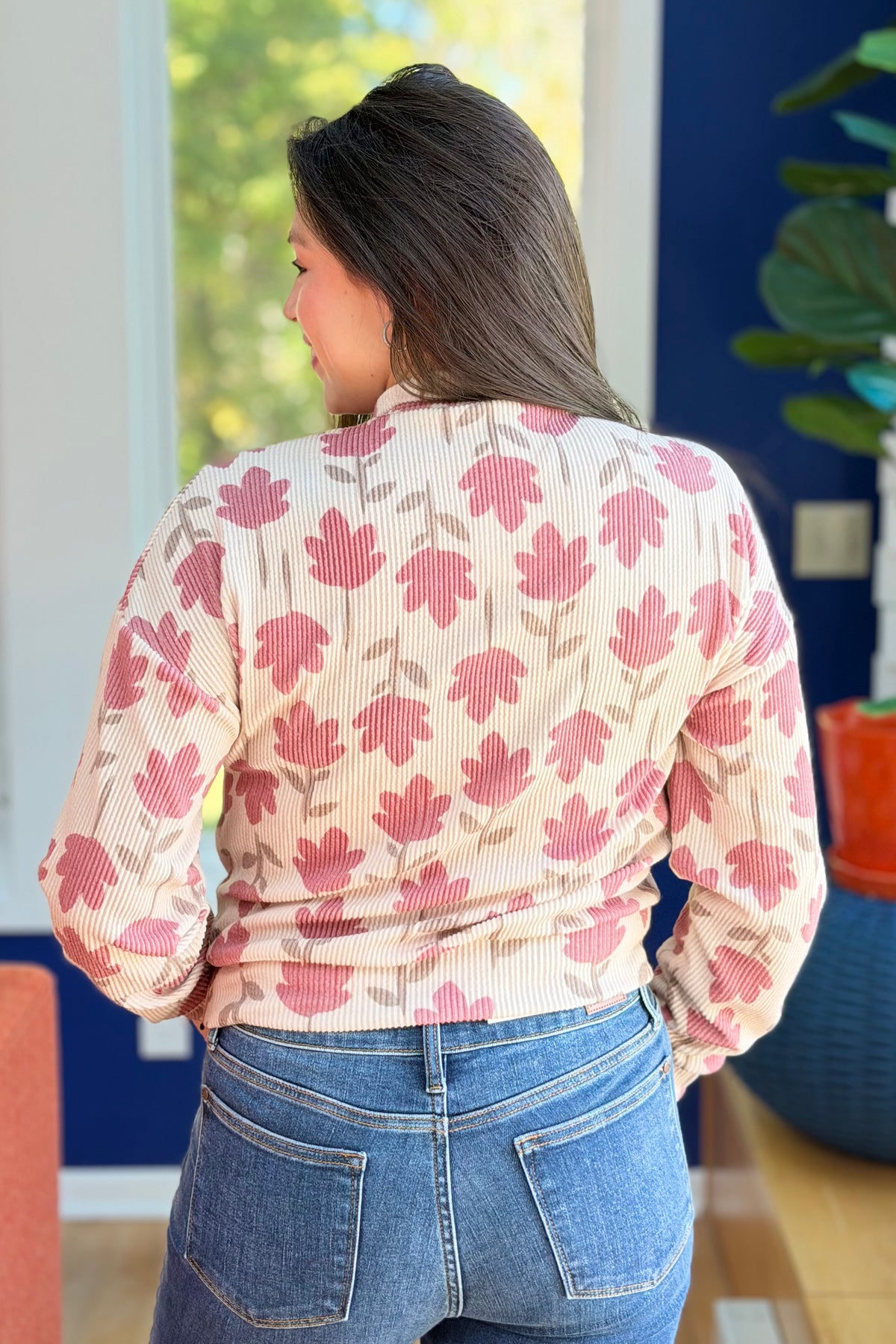 Floral Half Zip Pullover