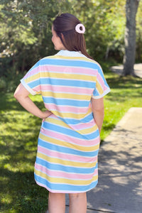 Relaxed Fit Collared Midi Dress - Striped