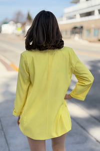 Roll Up Sleeve Open Blazer - Yellow