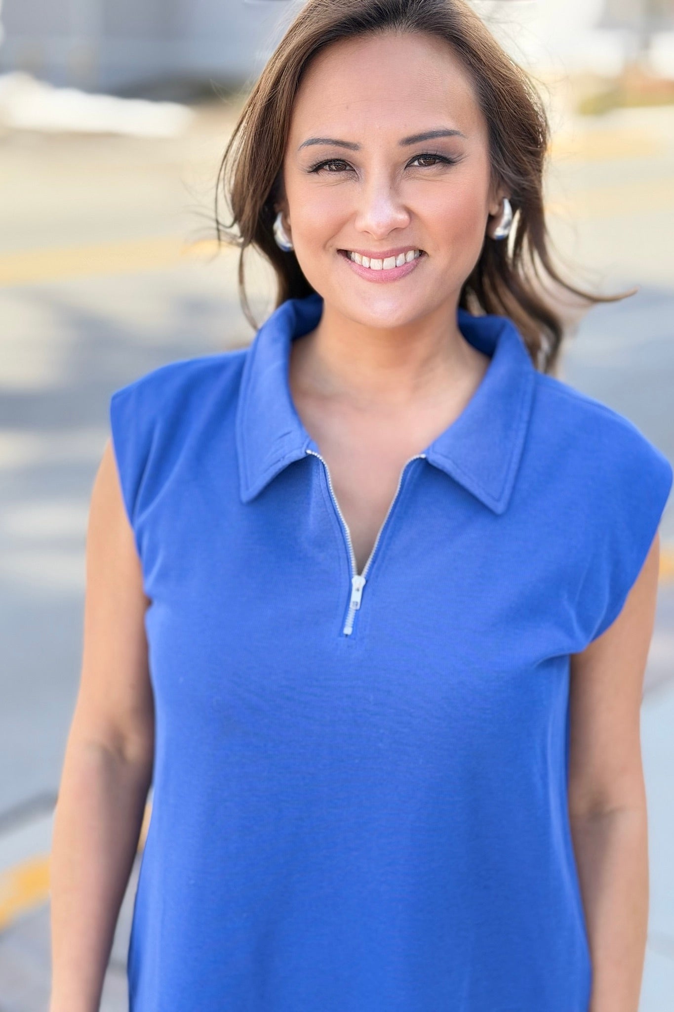 Sleeveless Polo Dress - Blue