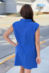 Sleeveless Polo Dress - Blue