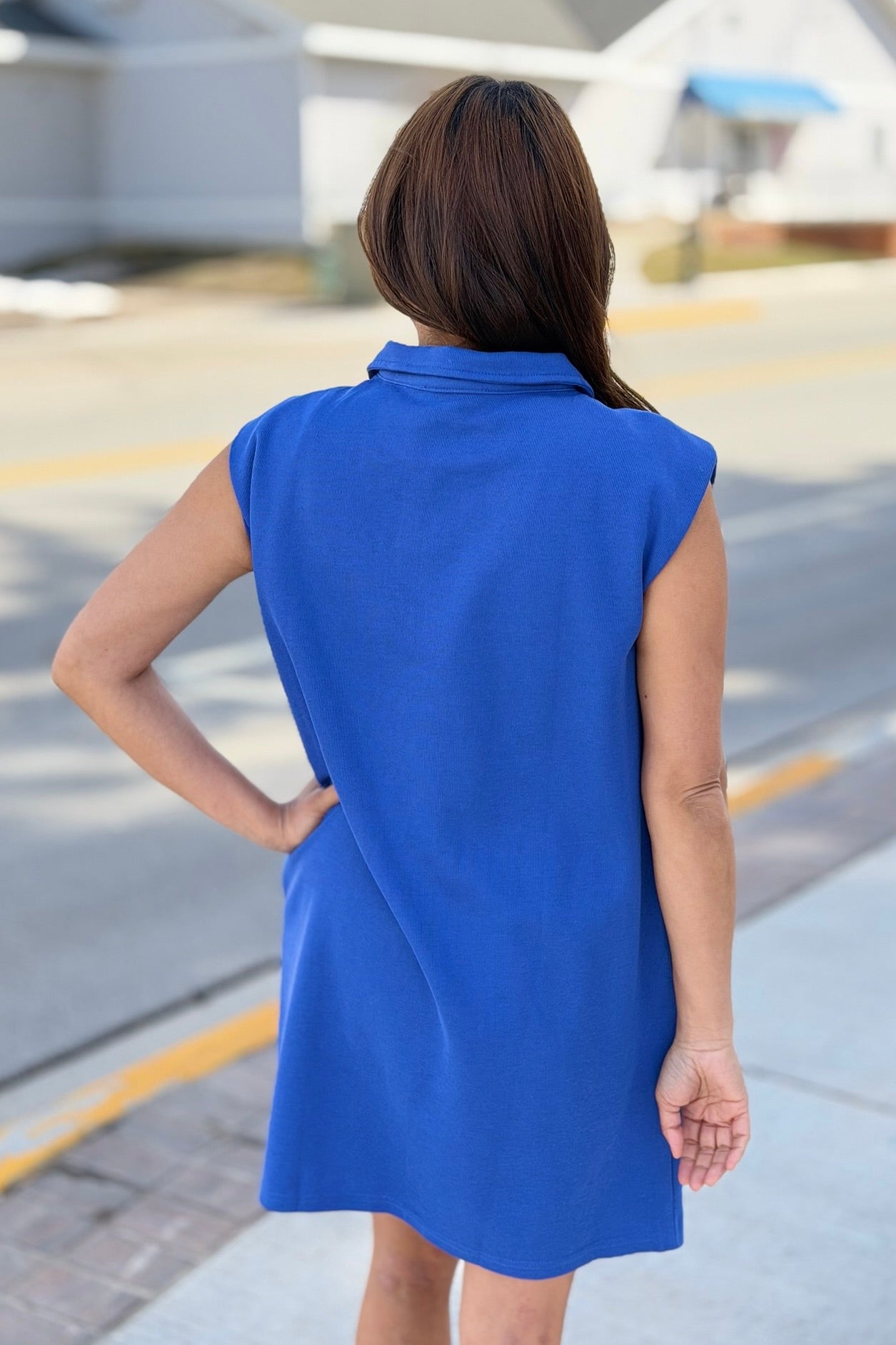 Sleeveless Polo Dress - Blue