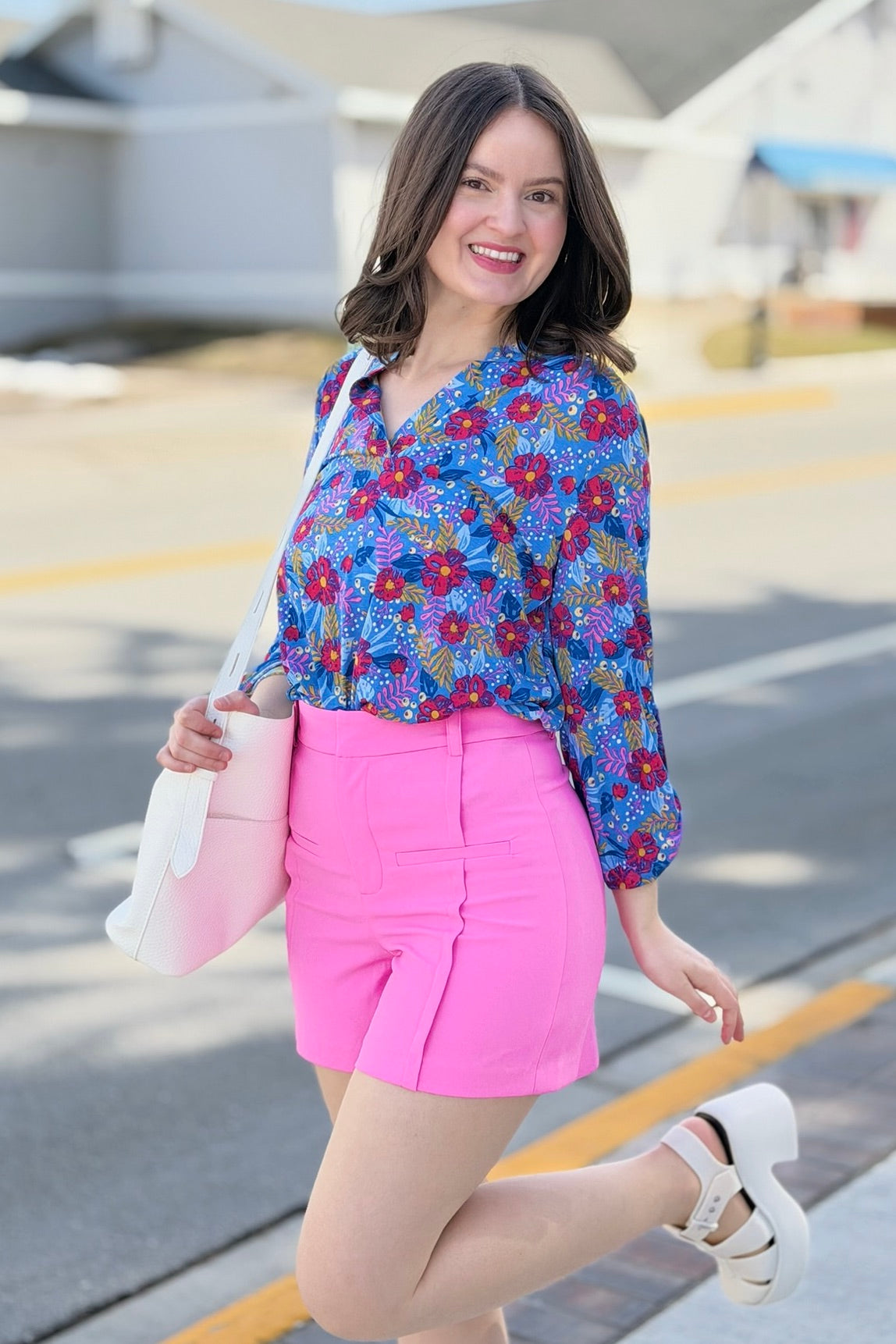 High Waisted Dressy A Line Shorts - Candy