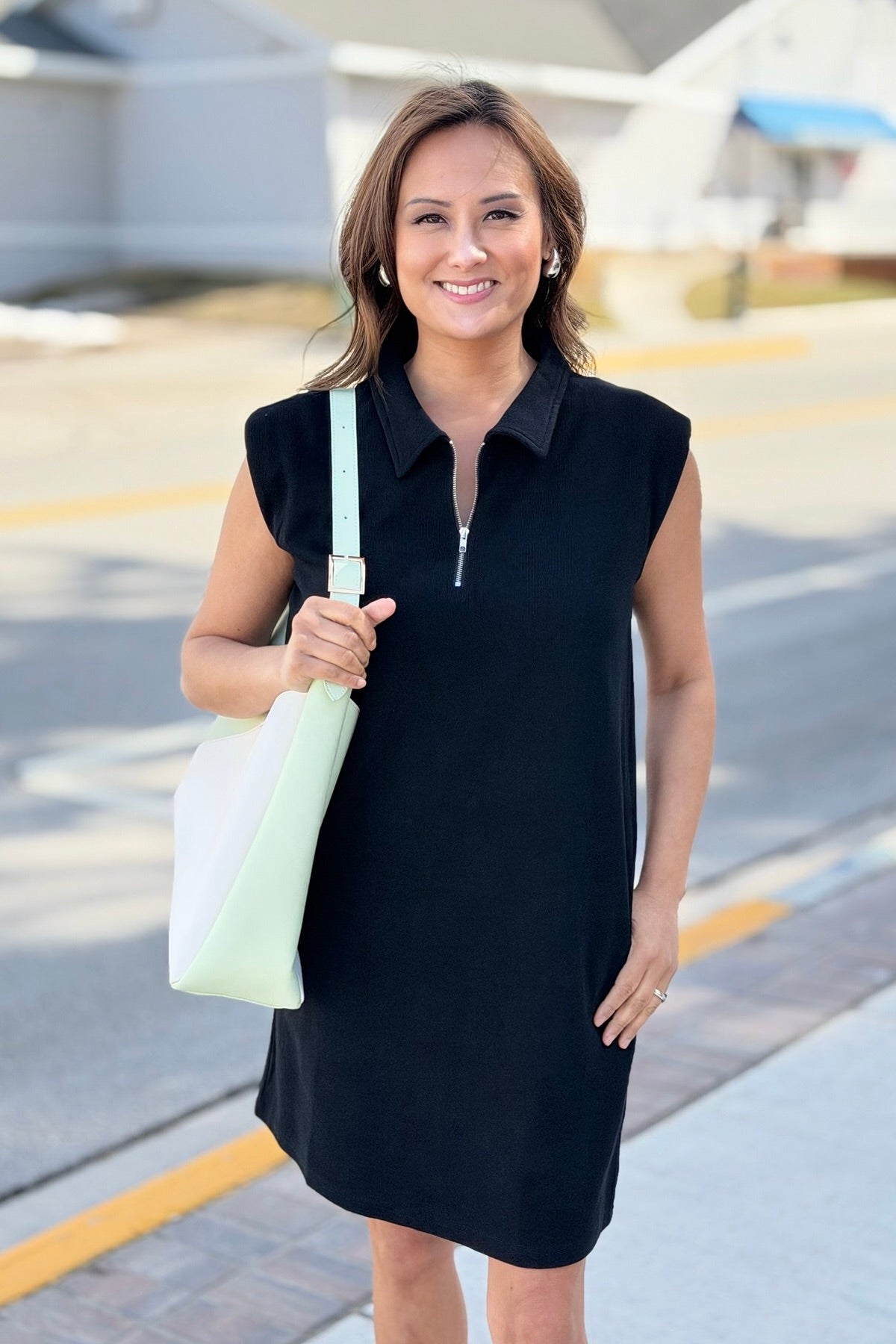 Sleeveless Polo Dress - Black