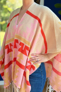 Open Shawl With Fringe - Cream Mix