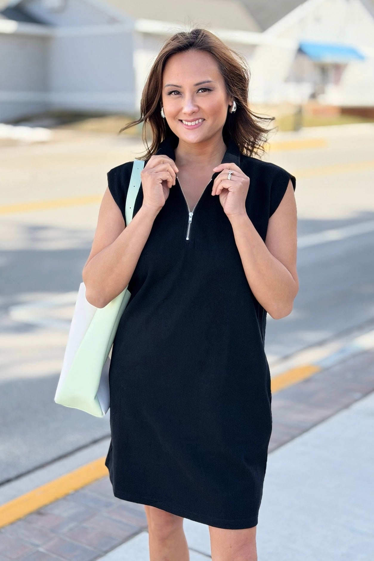 Sleeveless Polo Dress - Black