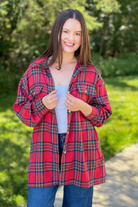 Boyfriend Flannel Button Up - Red
