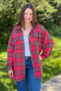 Boyfriend Flannel Button Up - Red