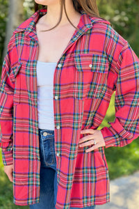 Boyfriend Flannel Button Up - Red