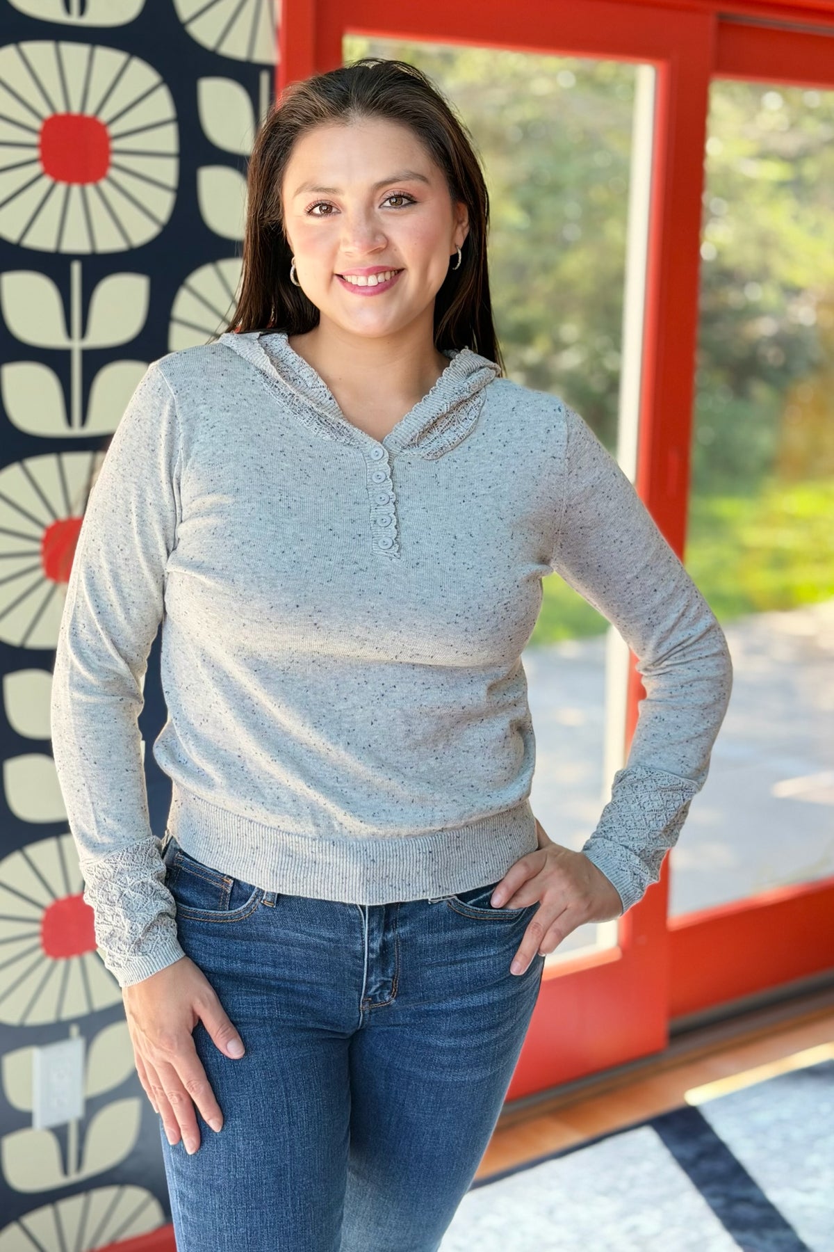 Speckled Hooded Top - Grey