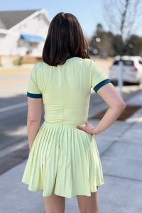 Motion Athleisure Pleated Skirt Dress - Lime