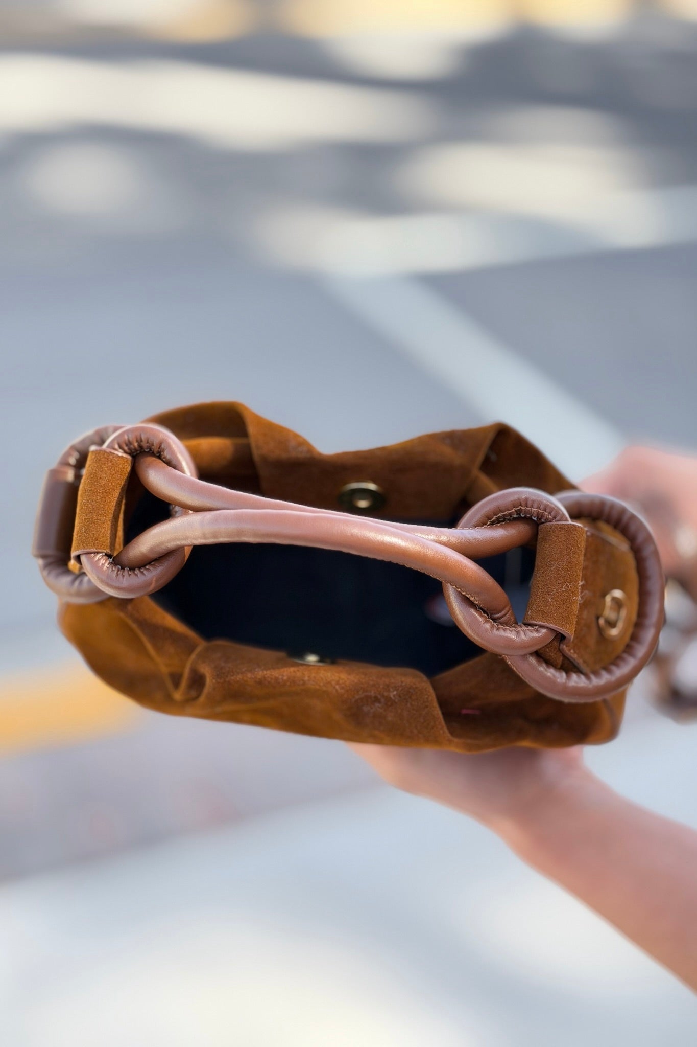 Ruched Suede Shoulder & Crossbody Bag - Coffee