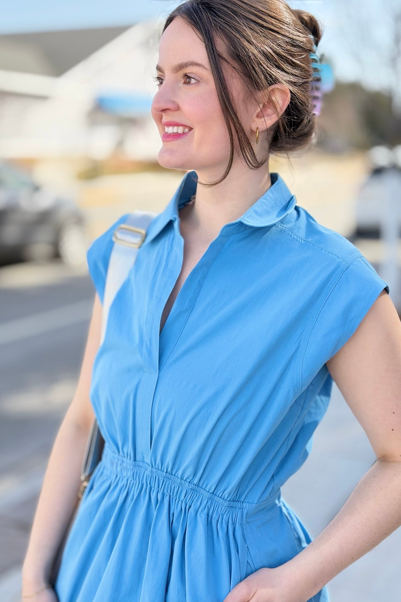Flirty Collared Mini Dress - Blue