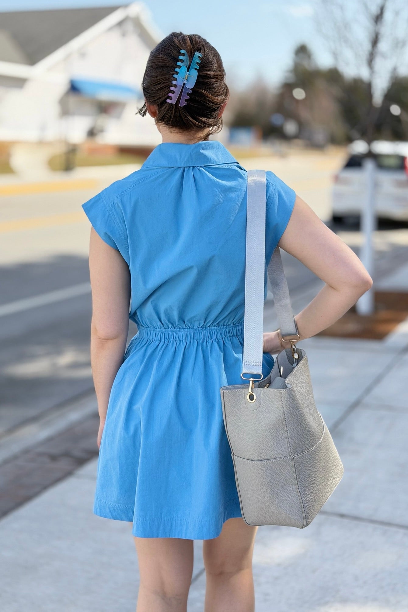 Flirty Collared Mini Dress - Blue