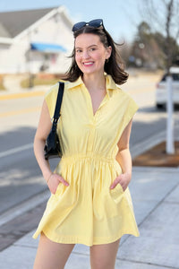 Flirty Collared Mini Dress - Creamy Yellow
