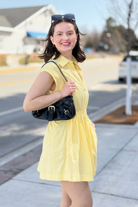 Flirty Collared Mini Dress - Creamy Yellow