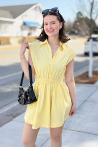 Flirty Collared Mini Dress - Creamy Yellow