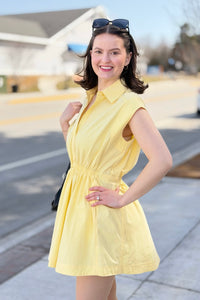 Flirty Collared Mini Dress - Creamy Yellow