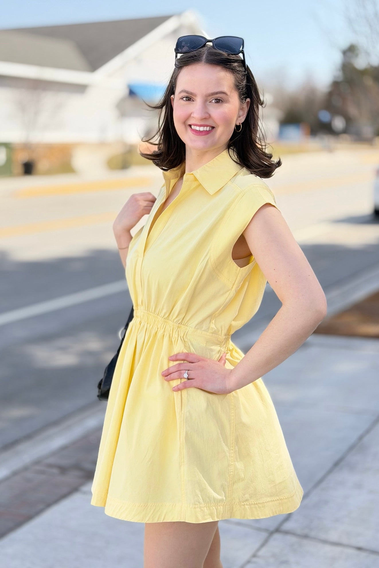 Flirty Collared Mini Dress - Creamy Yellow