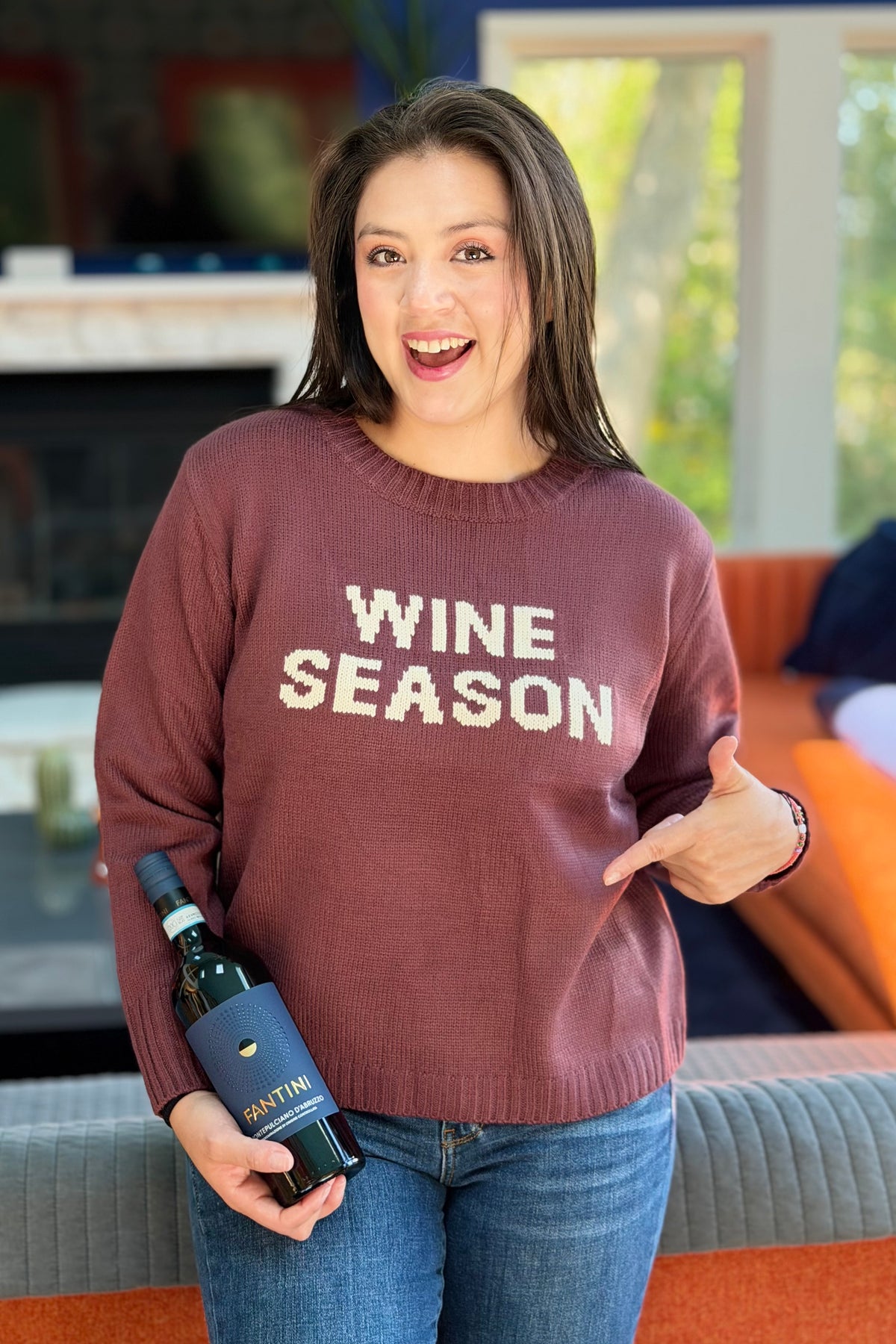Wine Season Sweater - Burgundy & Ivory