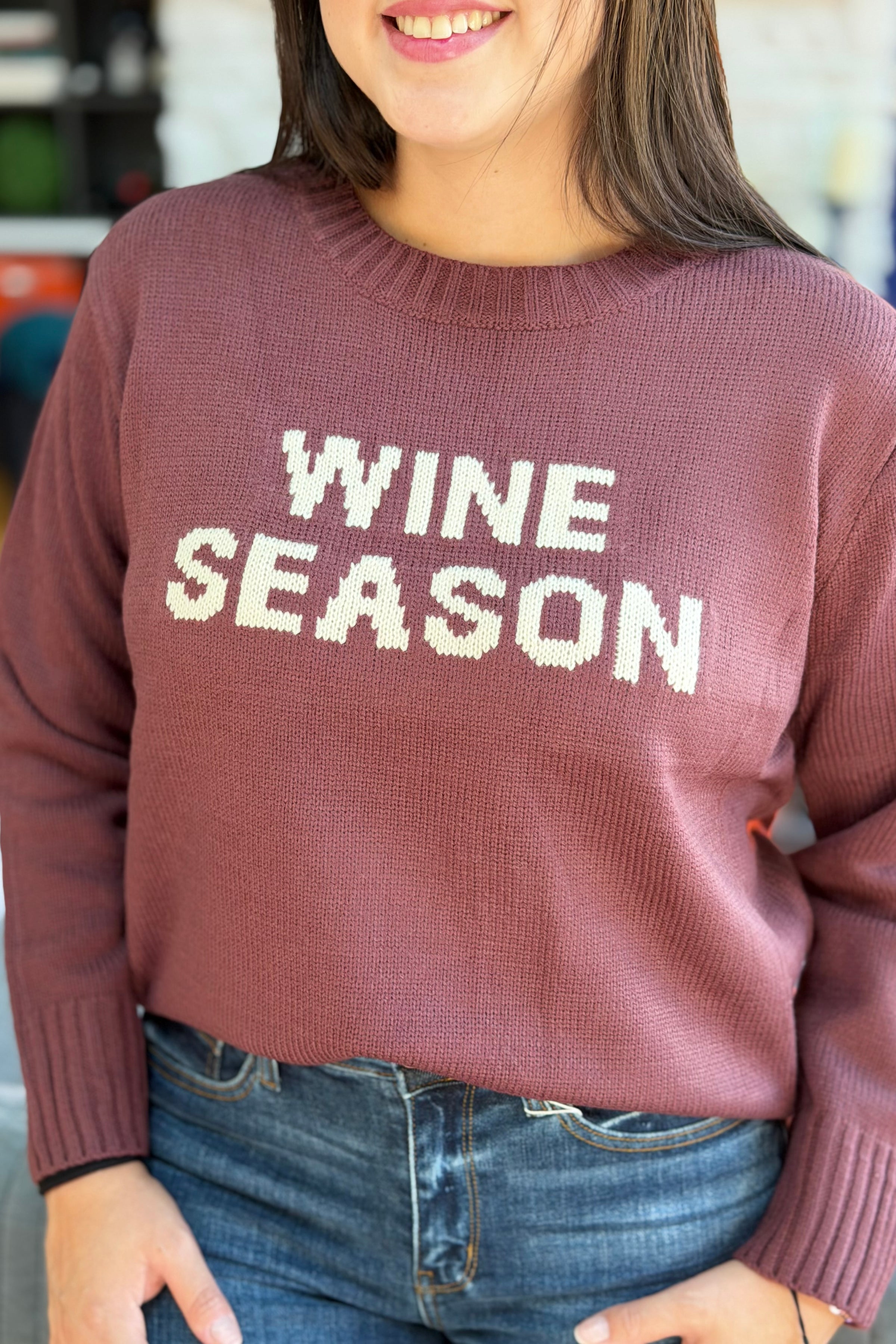 Wine Season Sweater - Burgundy & Ivory
