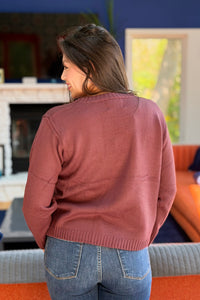 Wine Season Sweater - Burgundy & Ivory