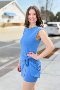 Motion Scoop Back Athleisure Dress - Blue
