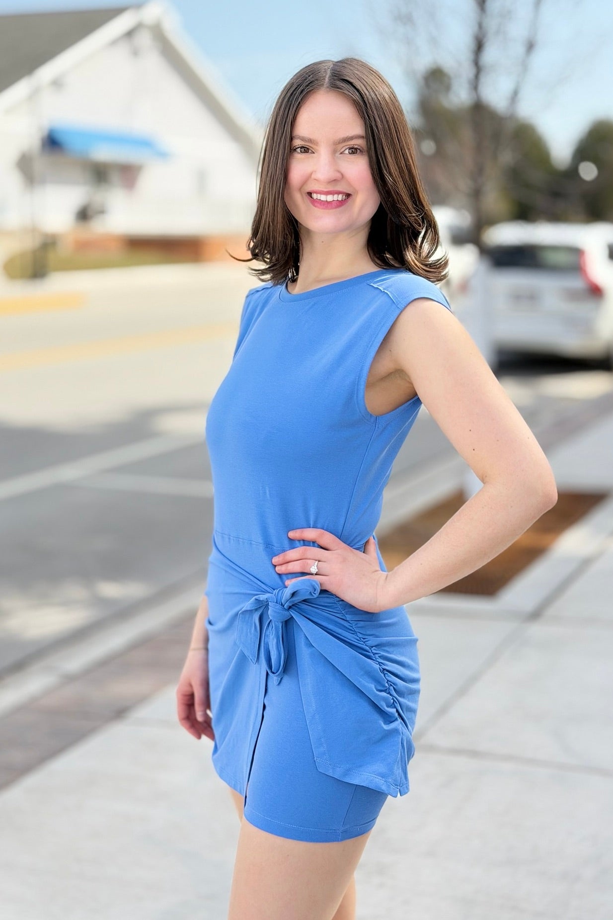 Motion Scoop Back Athleisure Dress - Blue