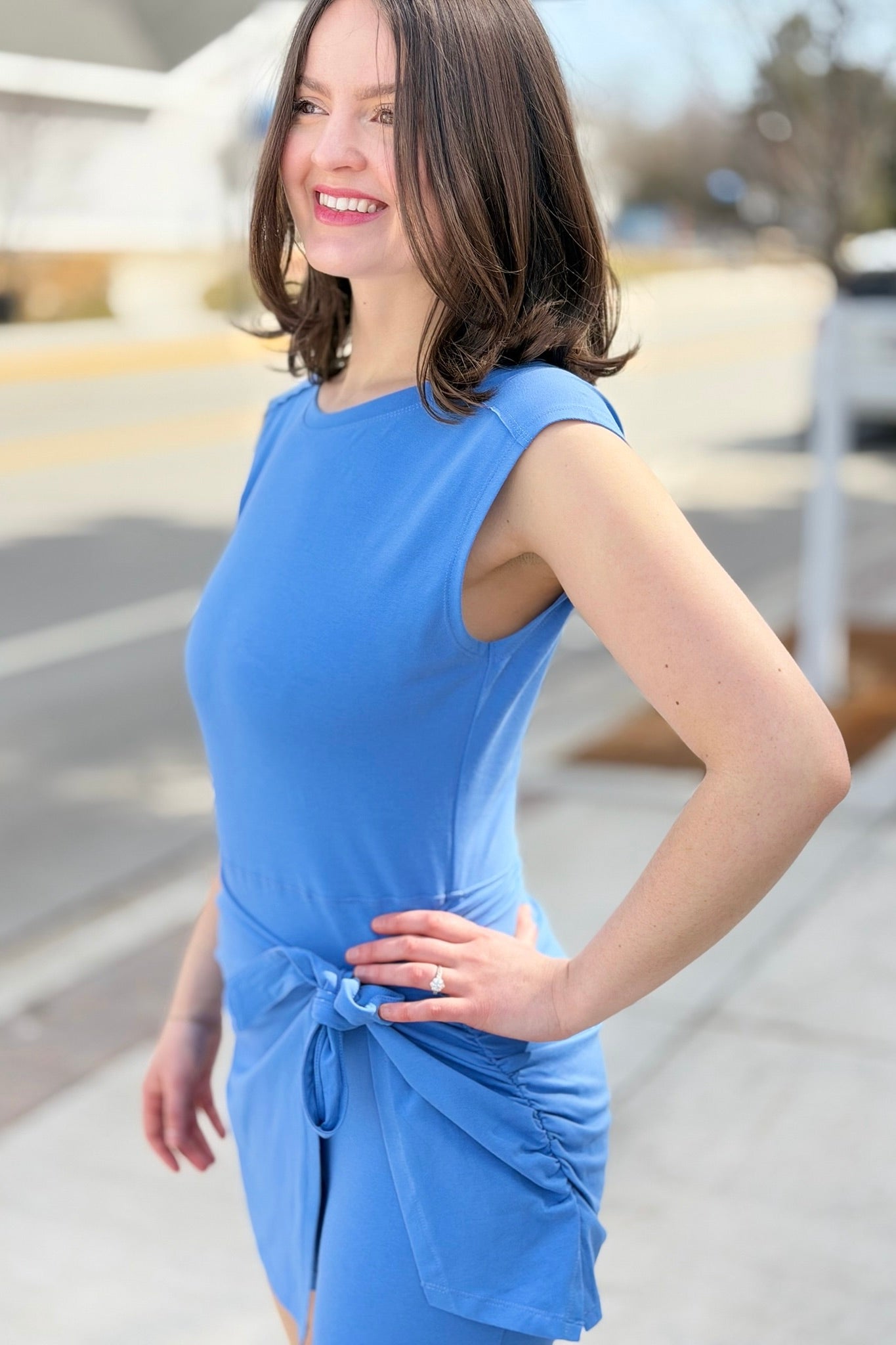 Motion Scoop Back Athleisure Dress - Blue