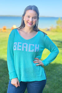Beach - V-Neck Hollow Knit Top