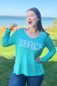 Beach - V-Neck Hollow Knit Top
