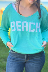Beach - V-Neck Hollow Knit Top