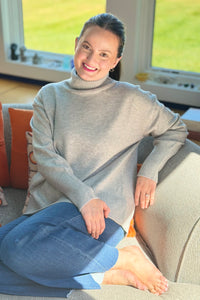 Soft Oversize Turtleneck Sweater - Grey