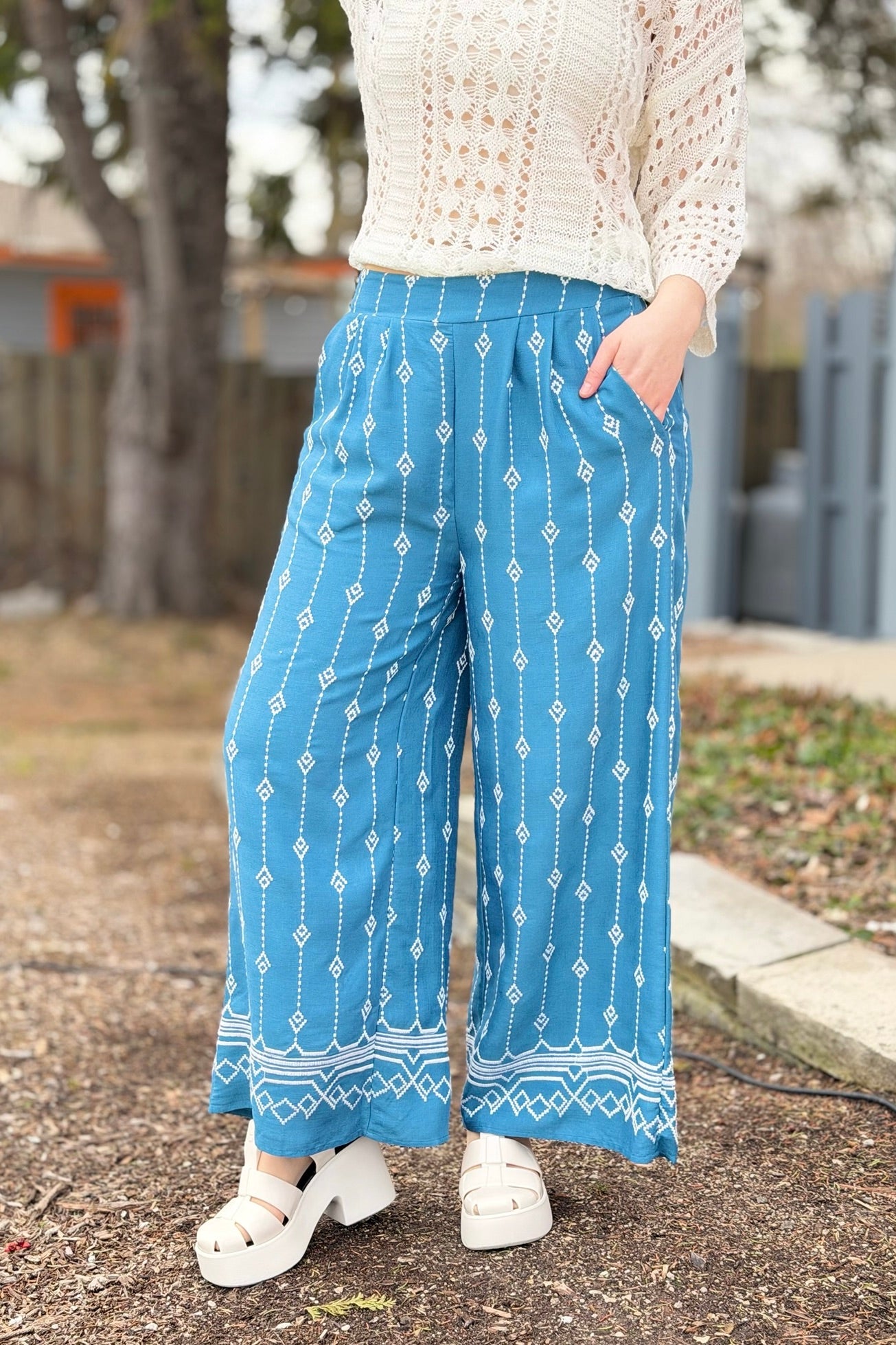 Embroidery Pants - Blue