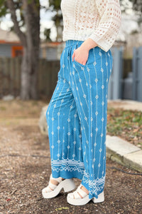 Embroidery Pants - Blue