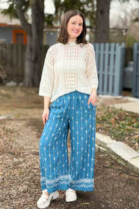 Embroidery Pants - Blue