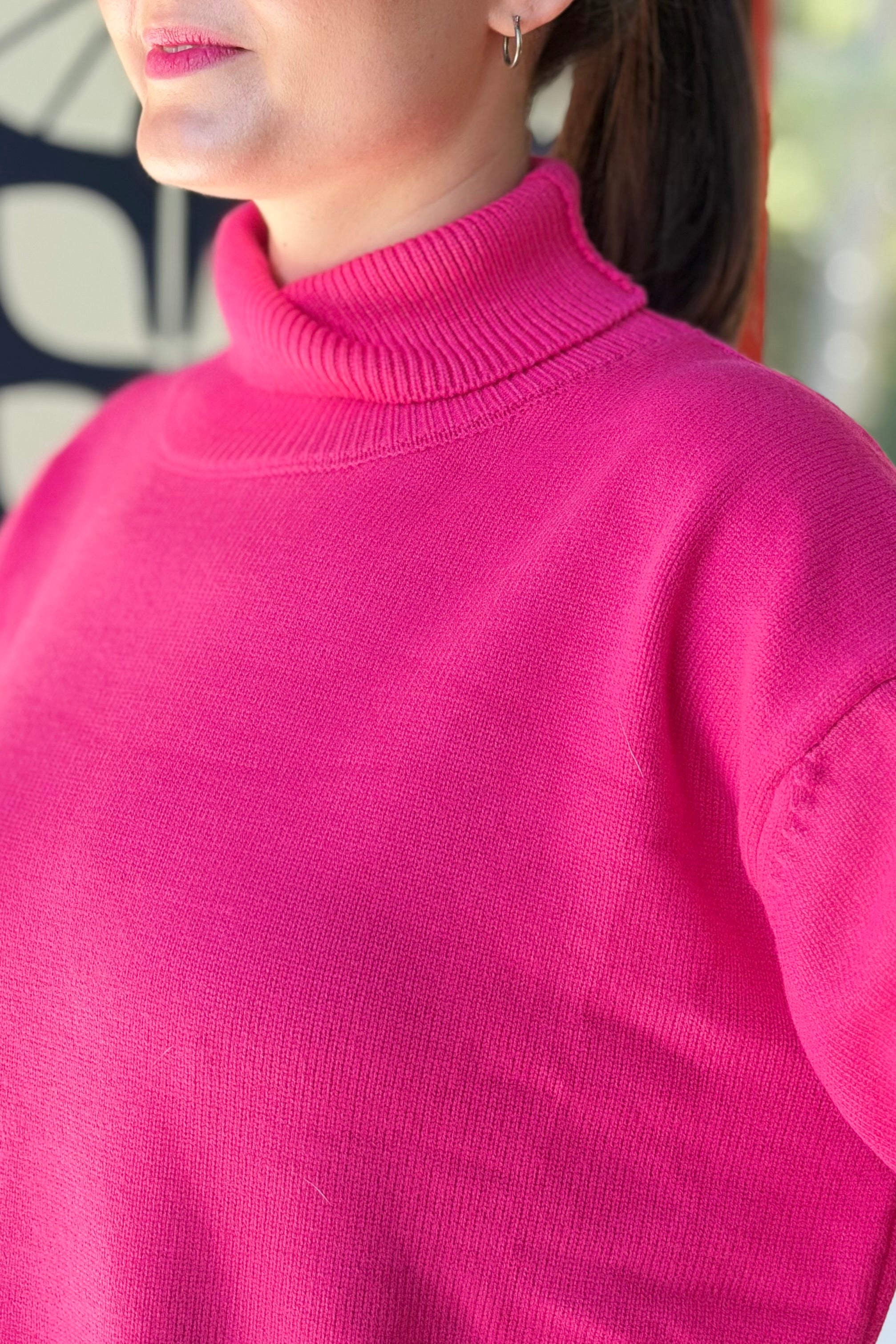 Soft Oversize Turtleneck Sweater - Pink