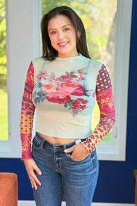Bohemian Floral Mesh Top